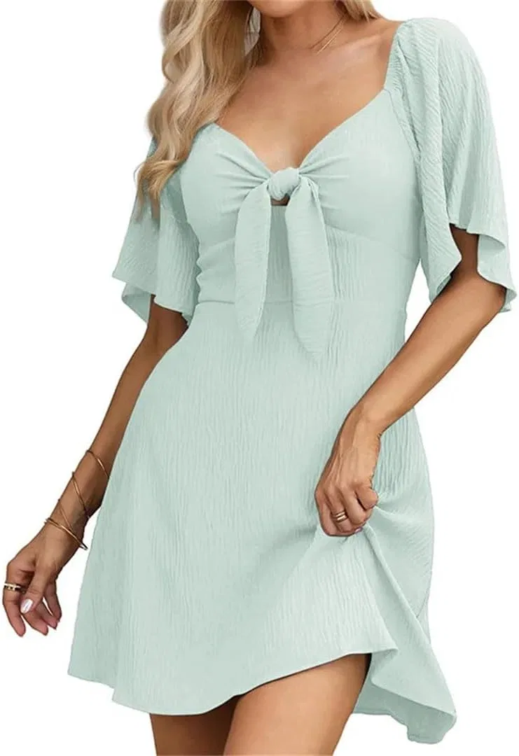 Женское летнее пляжное платье с рукавами-лотос, Slim, Navy Blue — фото 4