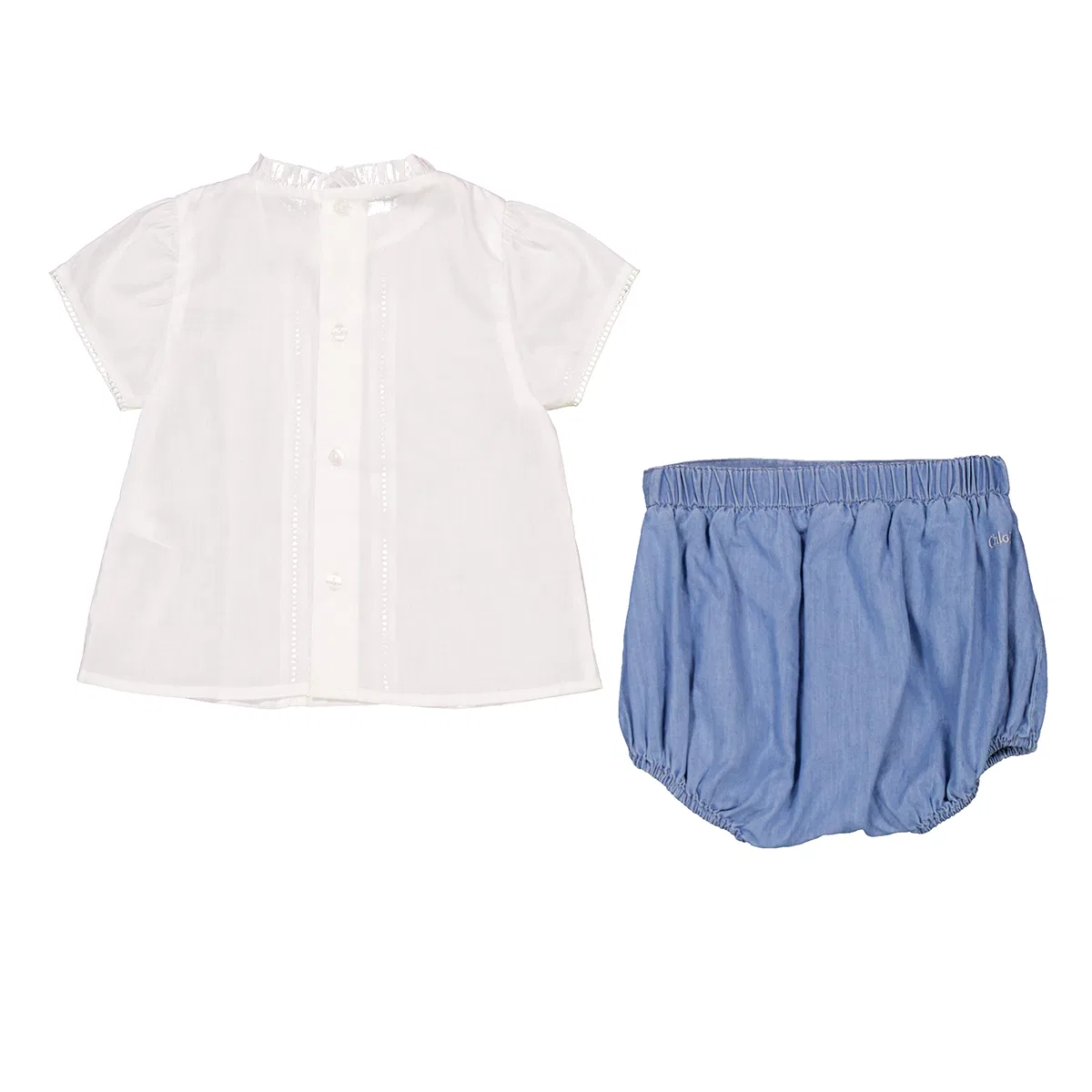 Комплект для младенца с рюшами из хлопка Chloé, White Blue — фото 3