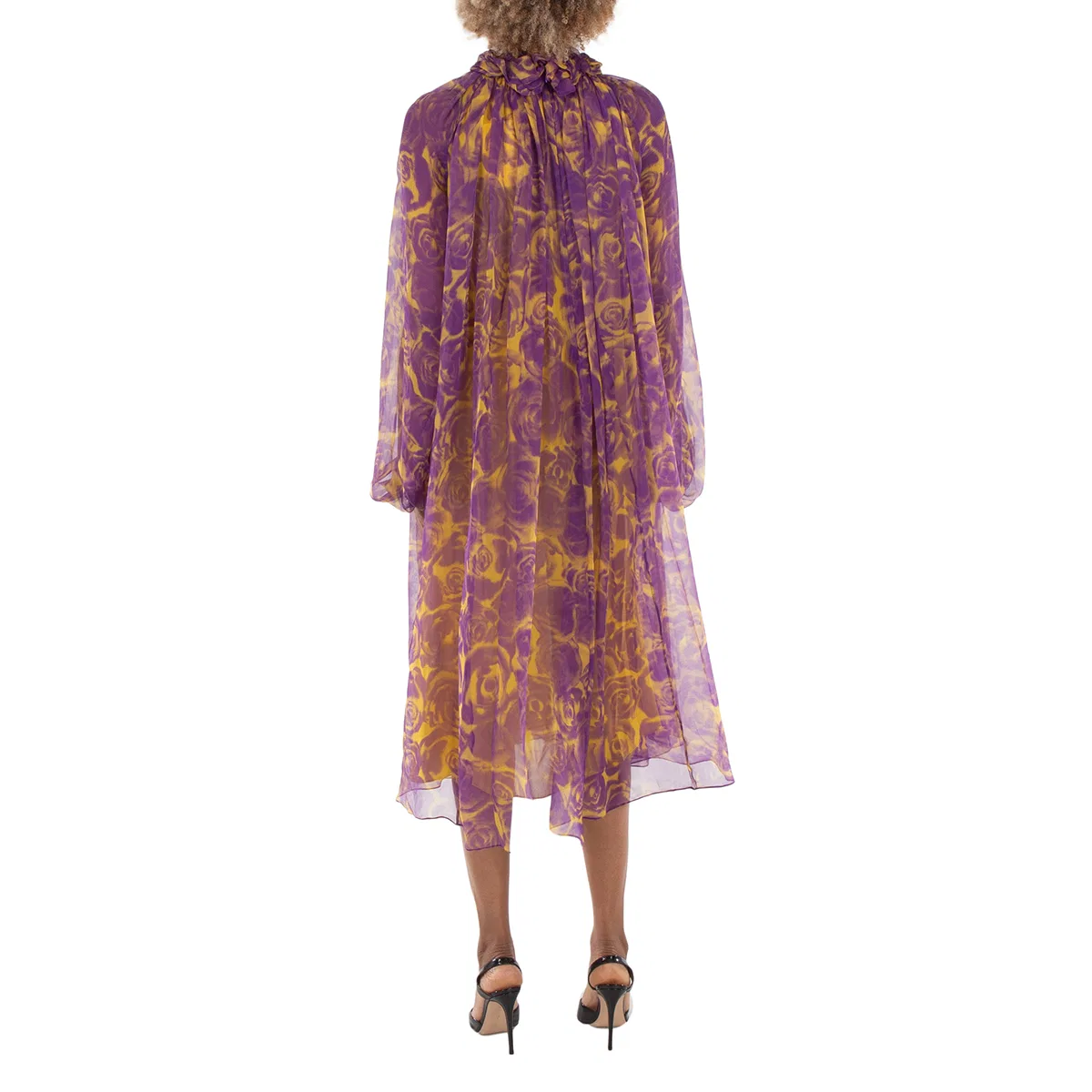 Платье из шелка с принтом Rose Print Silk Dress Burberry, Pear Ip Pattern — фото 4