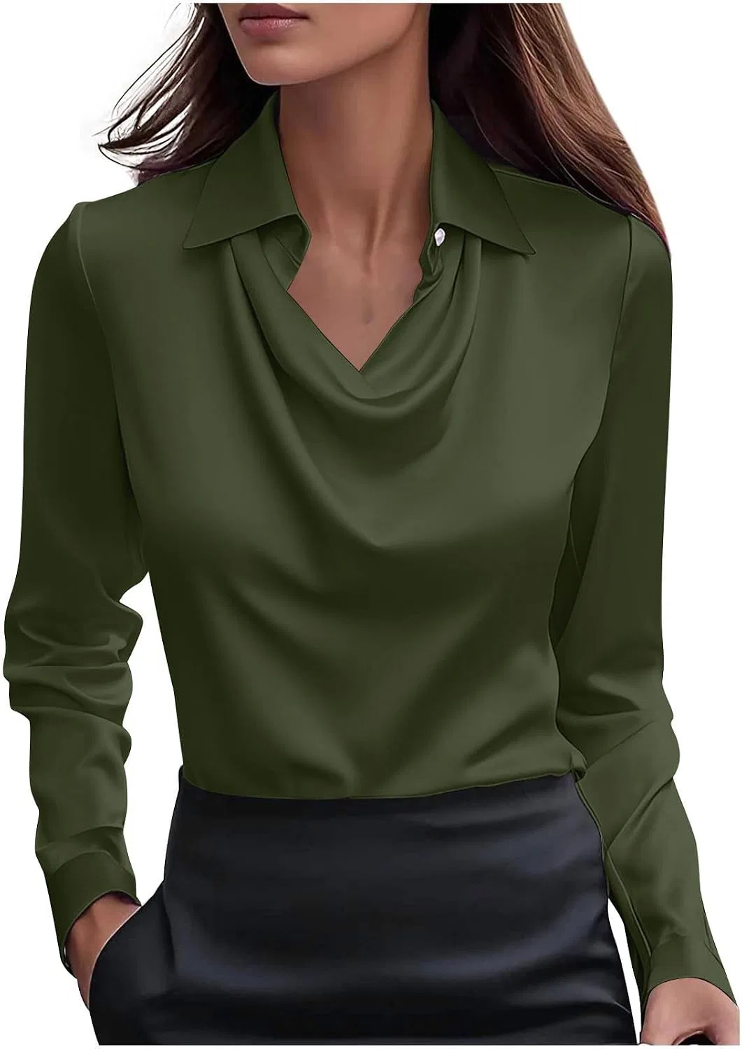 Женская блуза с запа́хом из сатина Pelang, Army Green