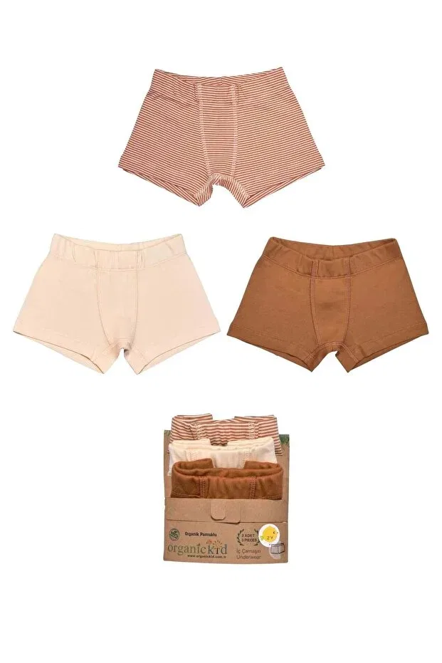 Детские трусы для мальчиков с принтом Organickid, Cinnamon-Cream
