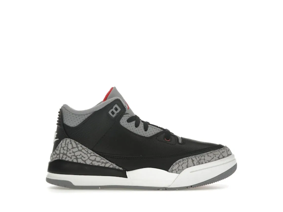 Детские кроссовки Lifestyle с принтом Jordan 3 Retro Jordan, Black/Fire Red/Cement Grey/Sail