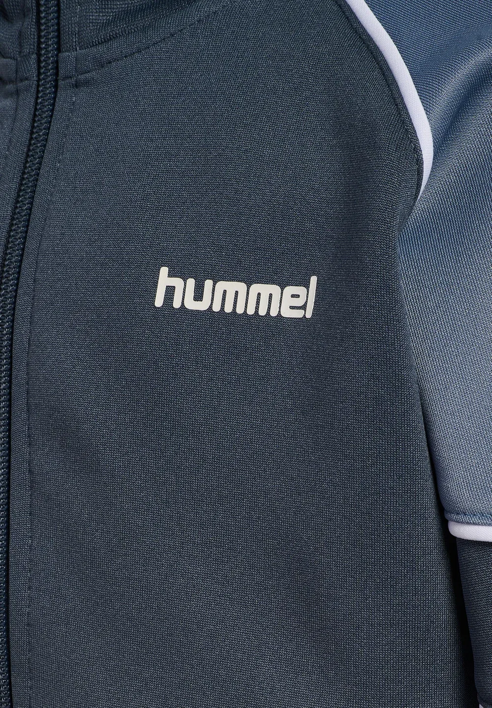 Куртка Hmljr reg poly block на молнии, унисекс - толстовка на молнии Hummel, Ombre Blue — фото 3