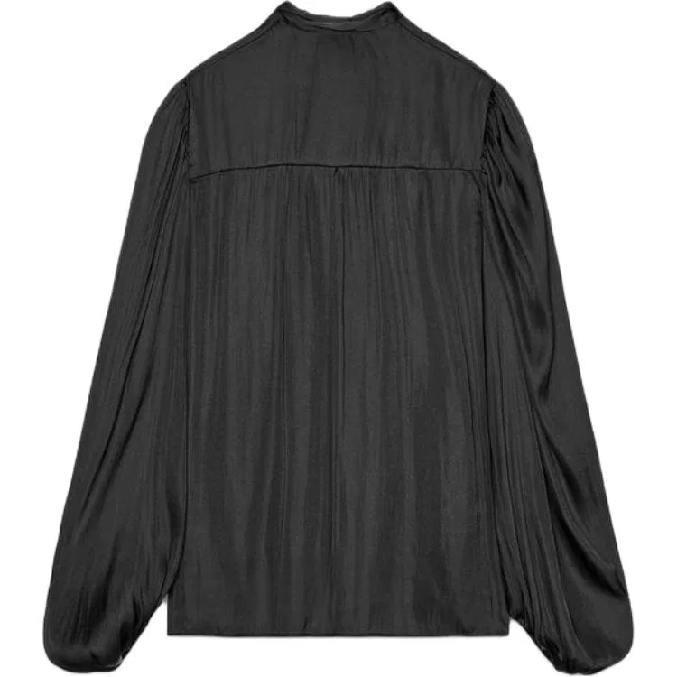 Женская рубашка с круглым вырезом ZARA, Black — фото 3