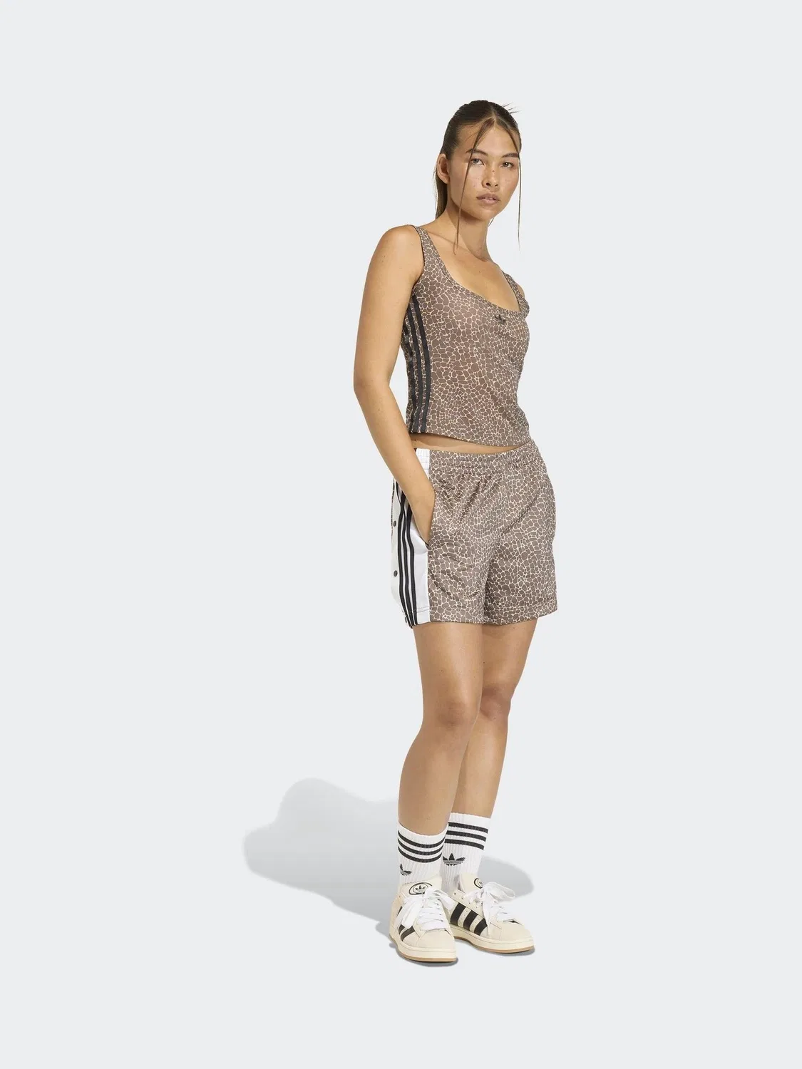 Топ-майка с принтом, Animal Print, adidas Originals, коричневый — фото 3