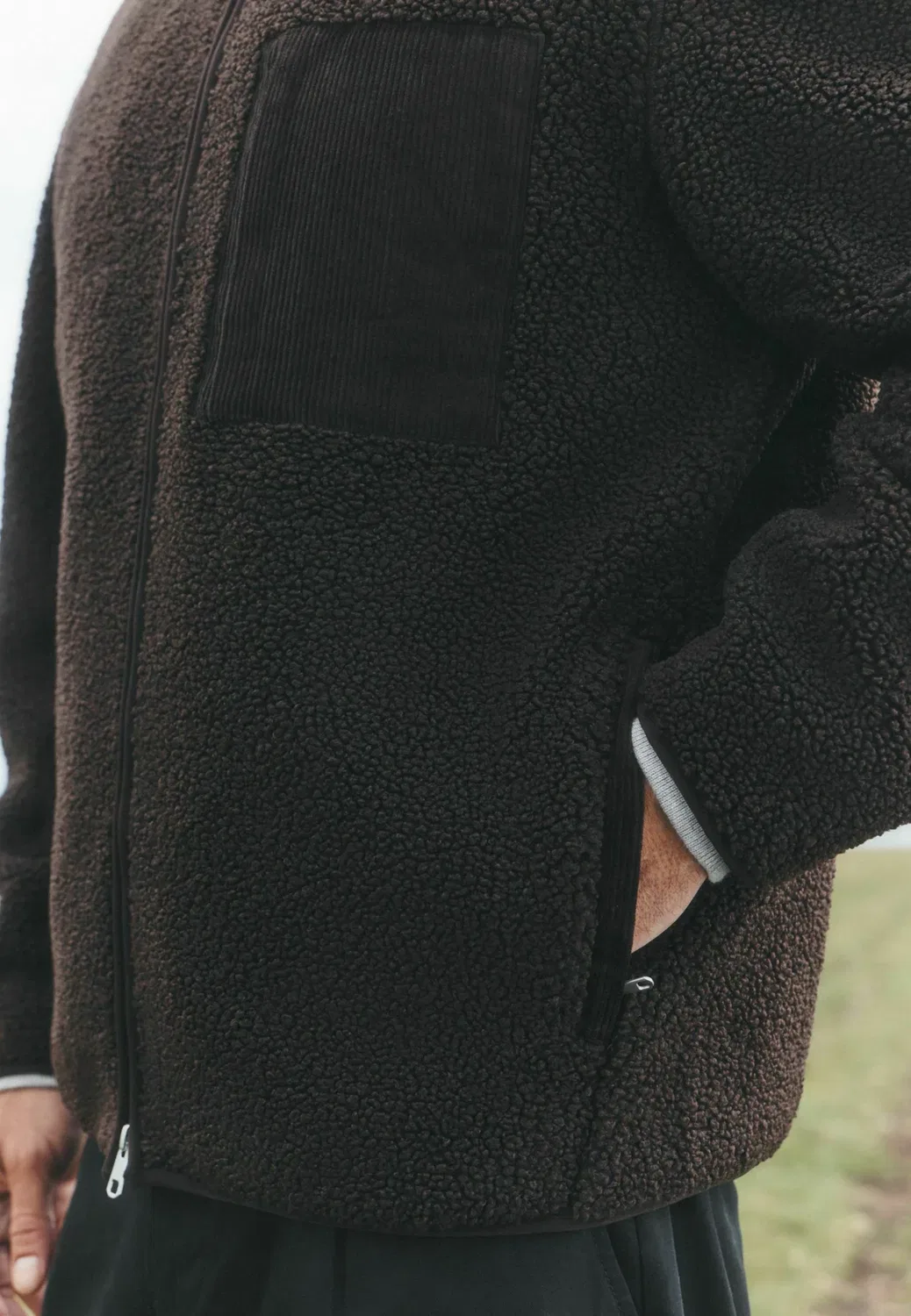 Флисовая куртка Borg с полной застежкой-молнией Next, Chocolate Brown — фото 3