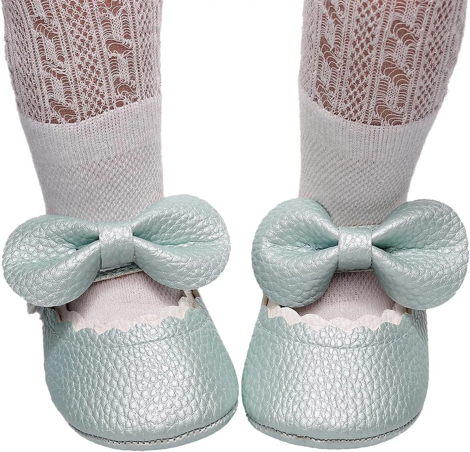 Детские кроссовки для девочек с рюшами и бантом High Tops, Green — фото 4