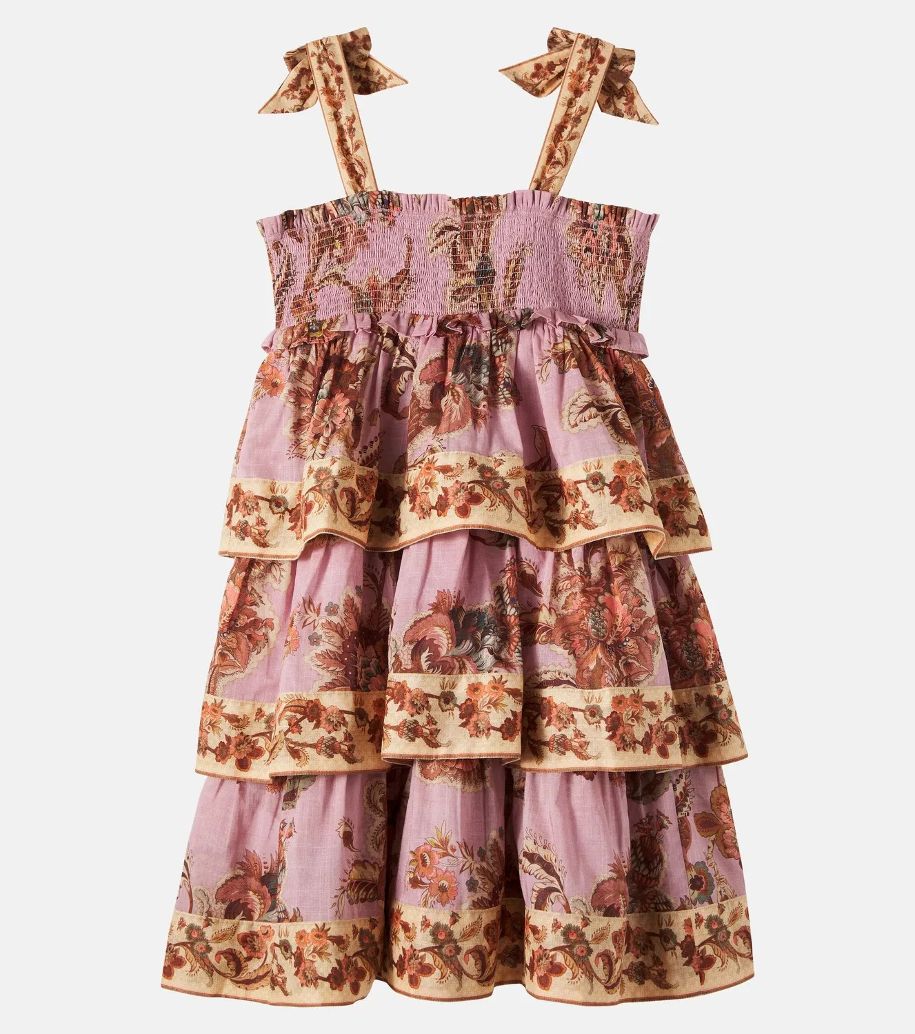 Платье с цветочным принтом Zimmermann Kids, фиолетовый — фото 3