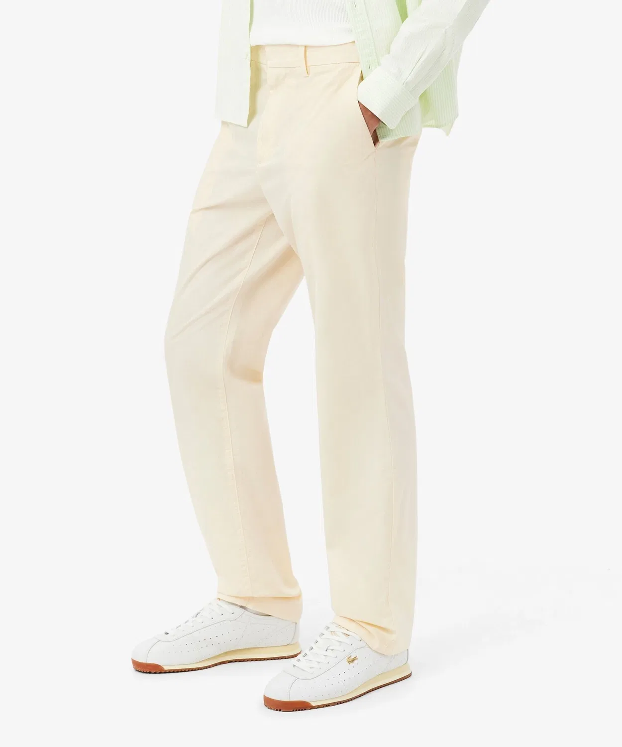 Мужские чиносы зауженные Essential Tapered LACOSTE, Off White — фото 3