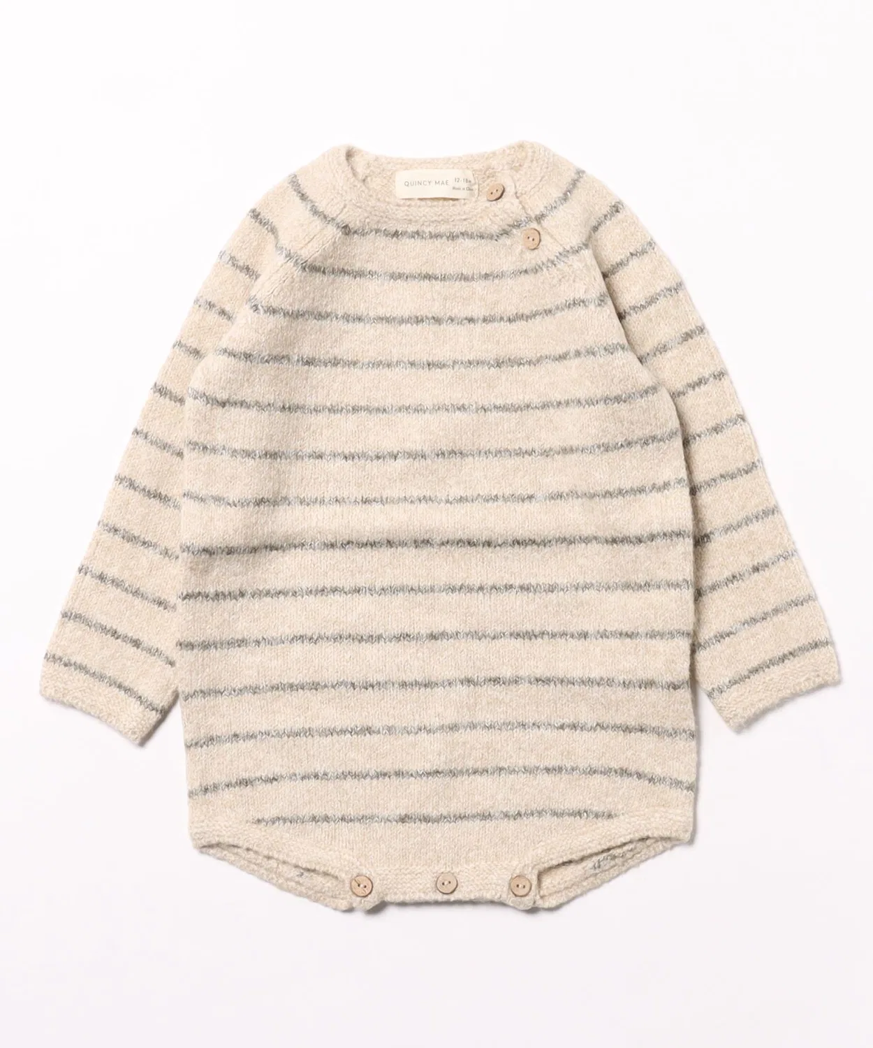 Детский боди-комбинезон с принтом Quincy Mae Basil Stripe, Beige