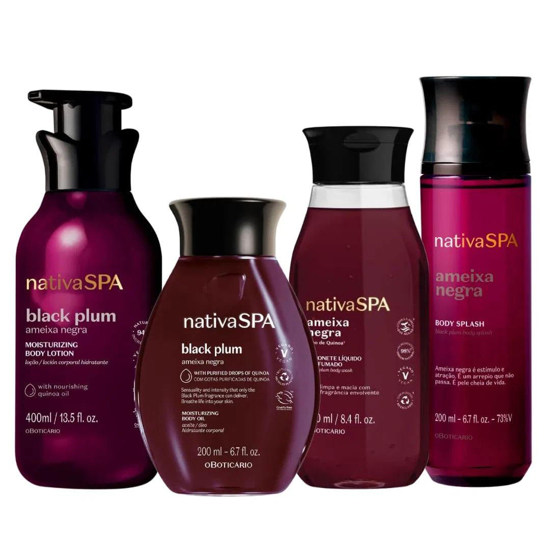 Набор для ухода за телом Nativa Spa Black Plum, 4 предмета, 1000 мл, O Boticário