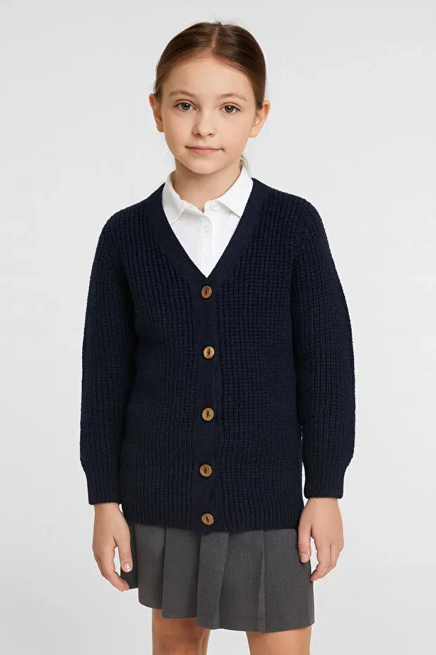 Детский кардиган для девочек вязаный Minora, Navy Blue