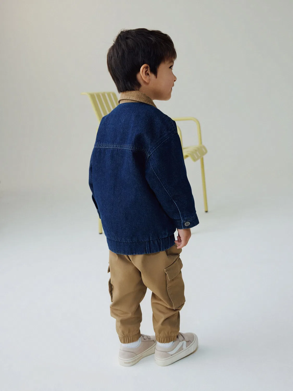 Куртка джинсовая с вельветовым воротником, модель Denim Cord Collar Next, деним — фото 3