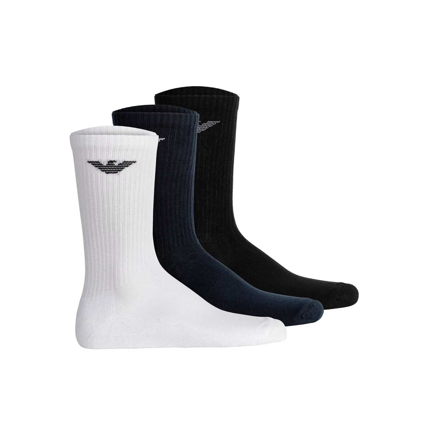 Мужские короткие носки спортивные 3 пары Emporio Armani, White/Black/Blue