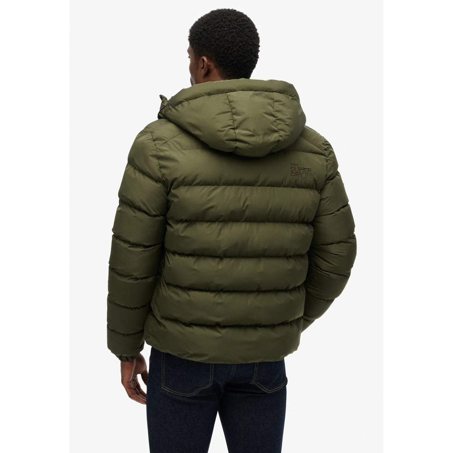 Мужская стеганая куртка с капюшоном Superdry, Army Khaki — фото 4