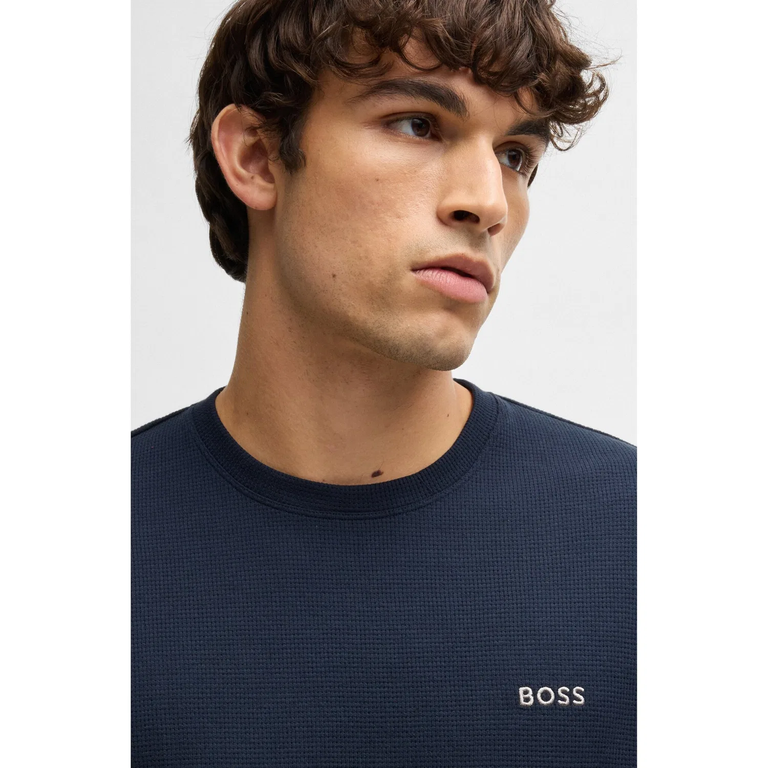 Мужская пижамная футболка с длинным рукавом BOSS, Dark Blue — фото 3