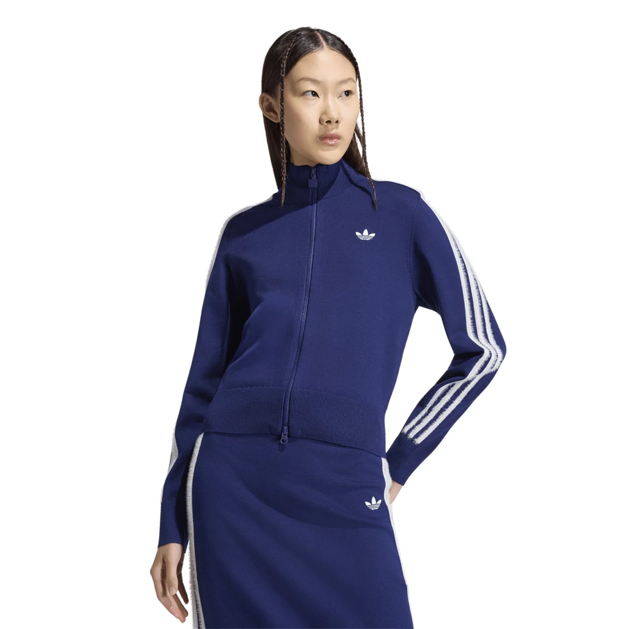 Женская куртка с принтом Firebird Knit Track Top adidas, Dark Blue White
