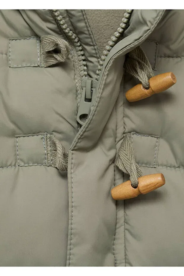 Детское пальто для девочек стеганое с принтом Mango Baby, Pastel Green — фото 3