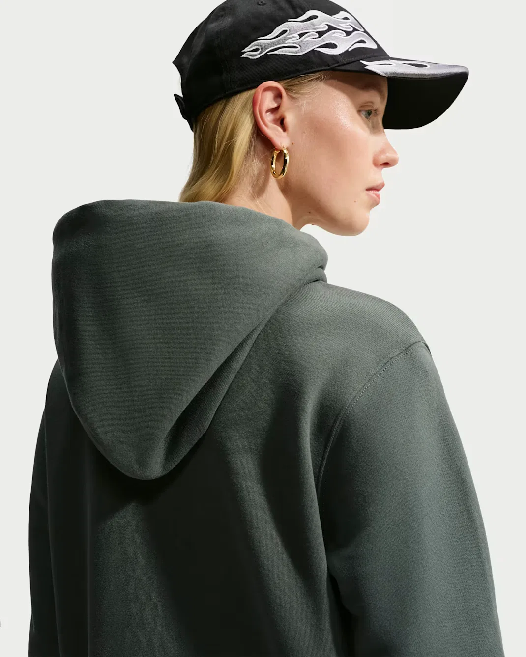 Женская толстовка на молнии Nike Studio Fleece Medium Weight, Camo Green/Sail — фото 2