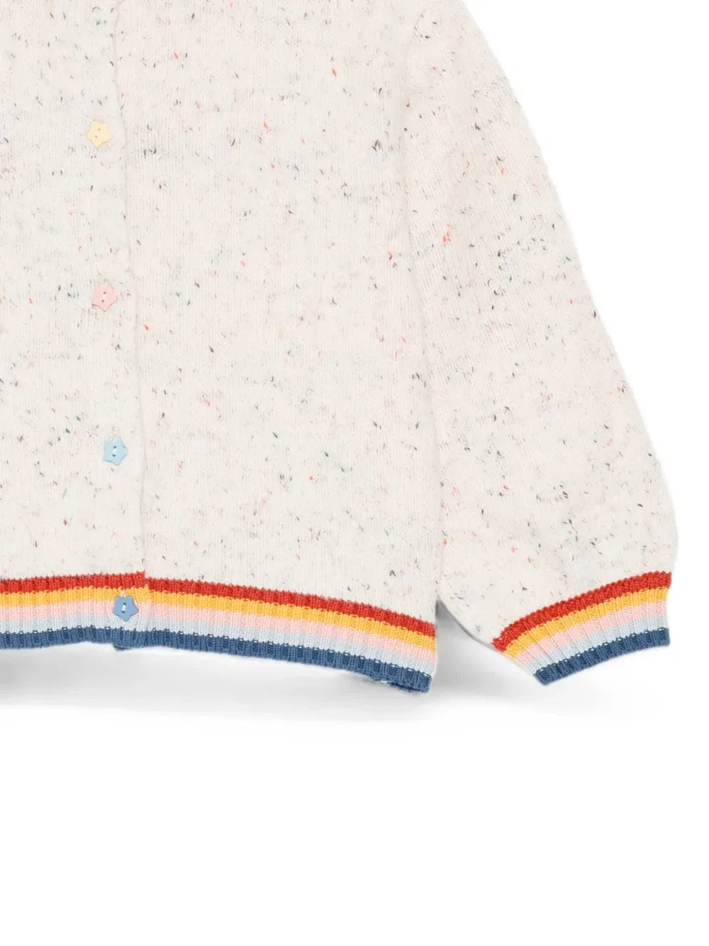 Кардиган в крапинку с радужными полосками Stella Mccartney Kids, бежевый — фото 3
