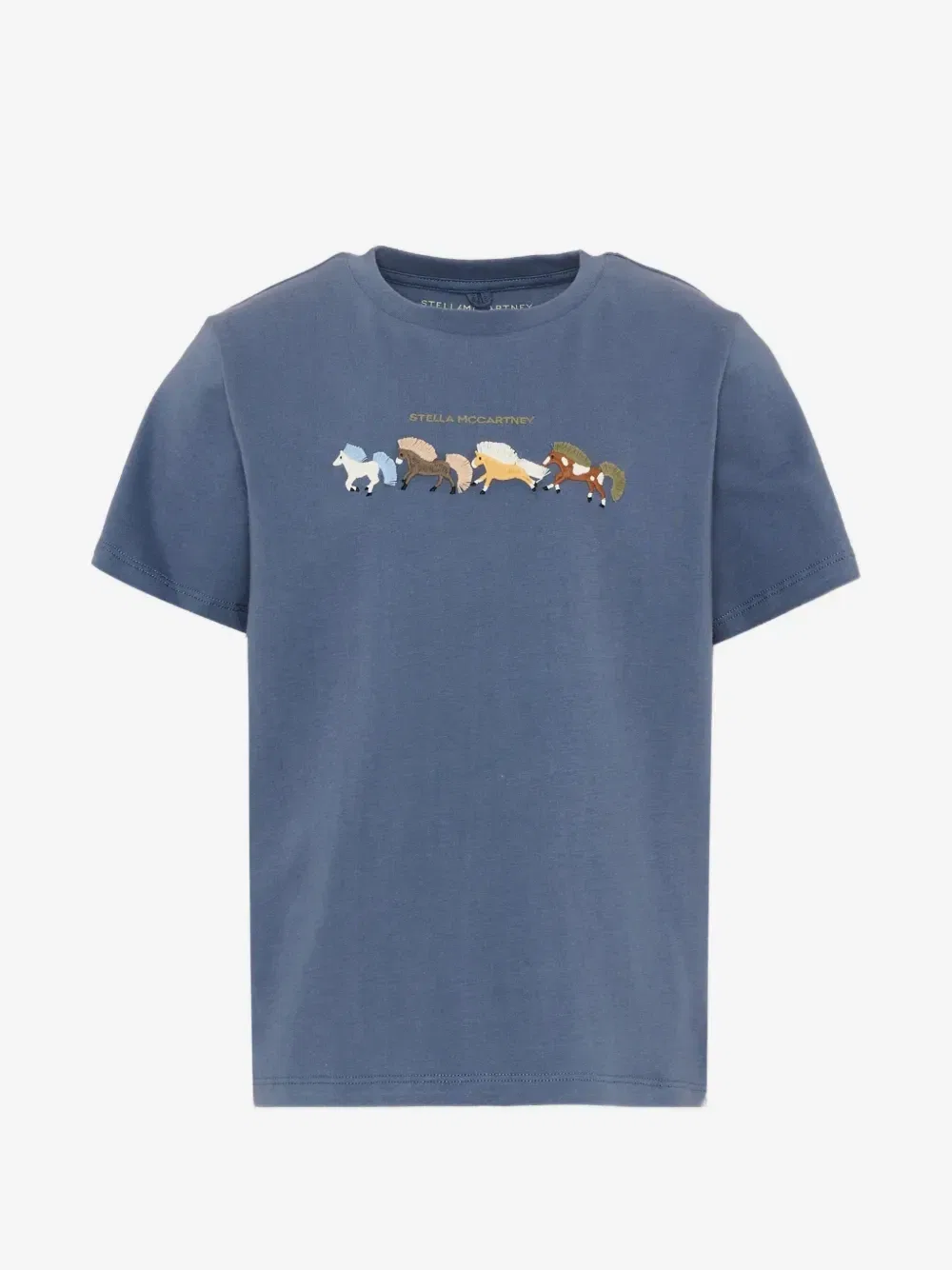 Футболка с вышивкой и принтом Stella McCartney Kids, синий