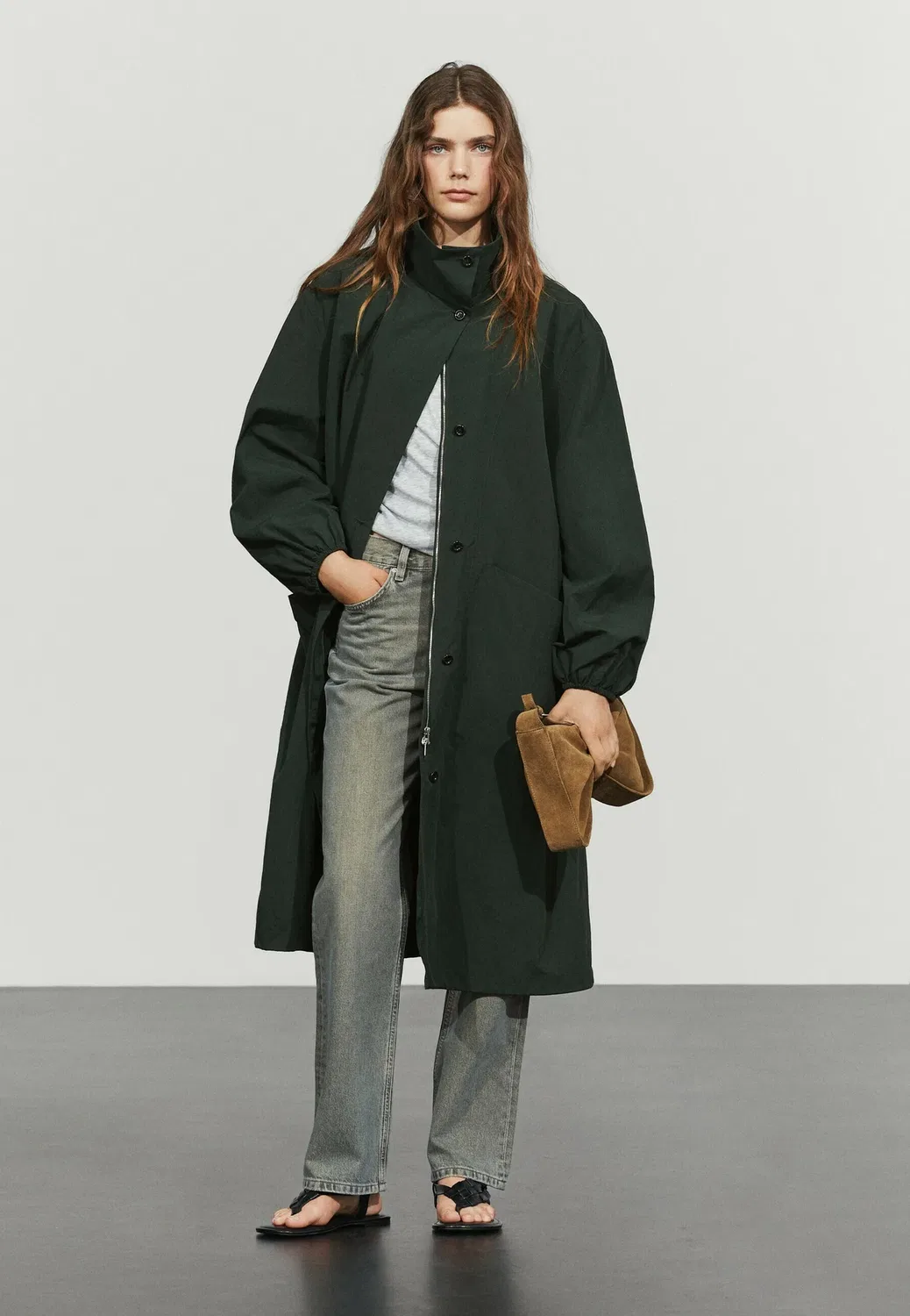 Длинная техническая парка - парка Massimo Dutti, Green
