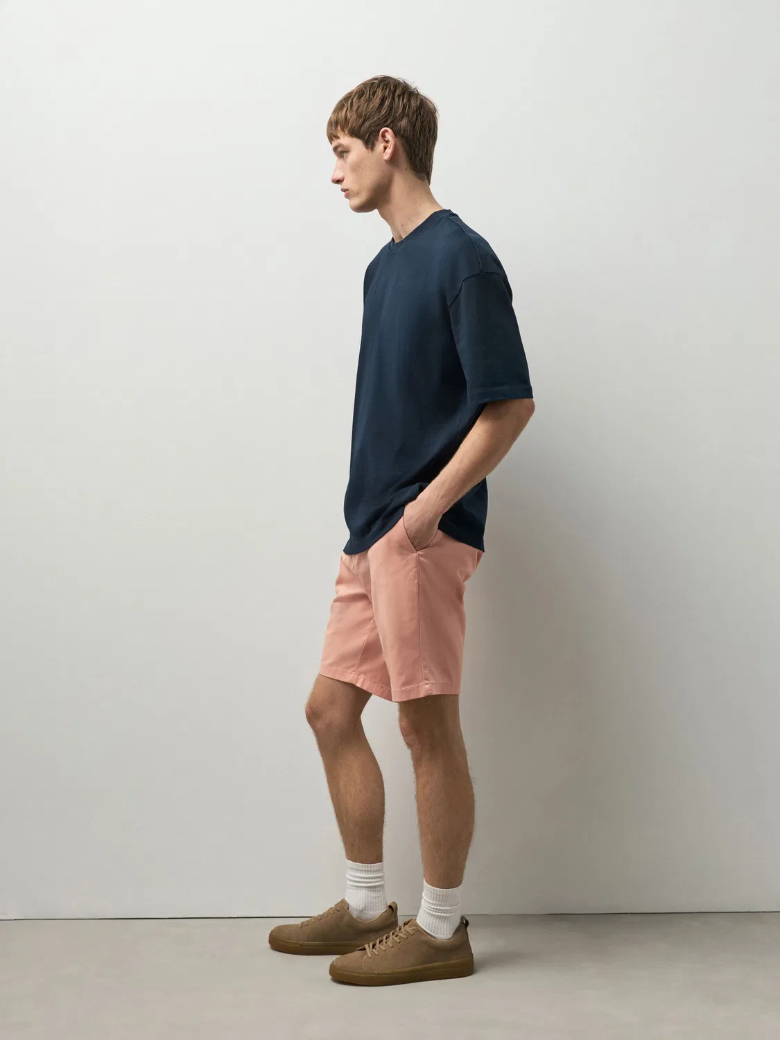 Шорты чинос Slim Fit Stretch Next, персиковый — фото 3