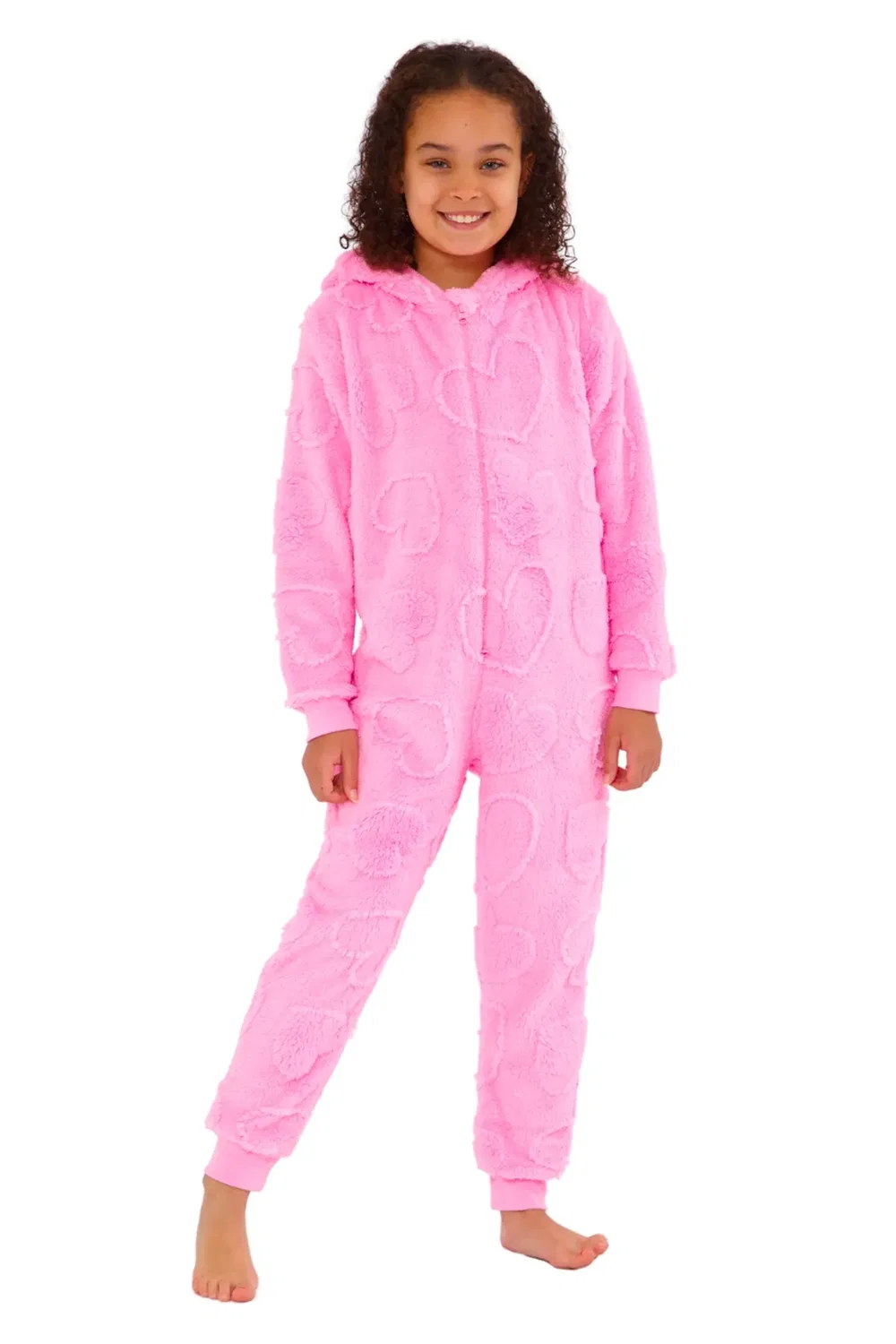 Детский флисовый боди-комбинезон с принтом Heart Cozy N Dozy, Pink — фото 2