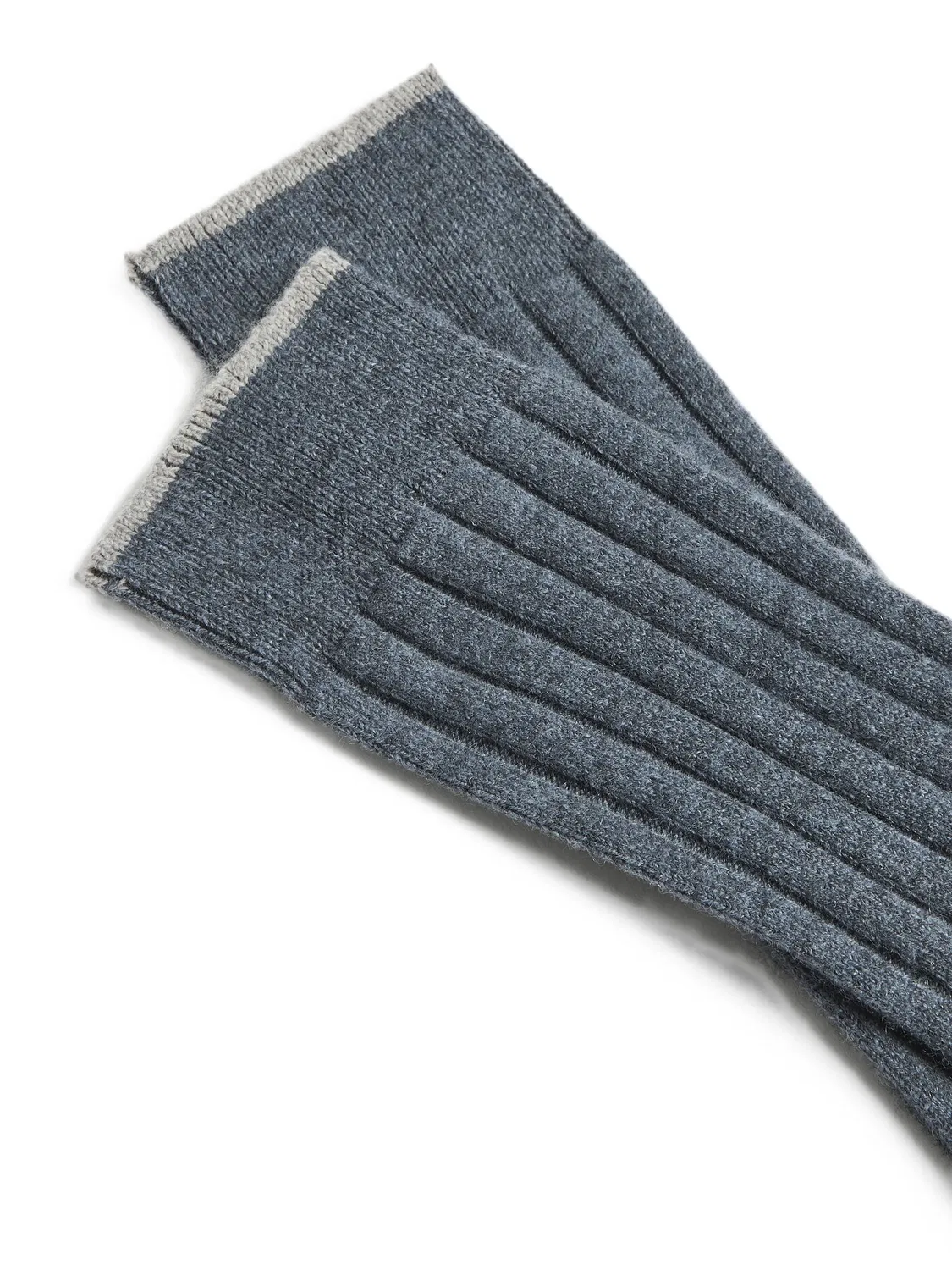 Кашемировые носки в рубчик Brunello Cucinelli Kids, синий — фото 2