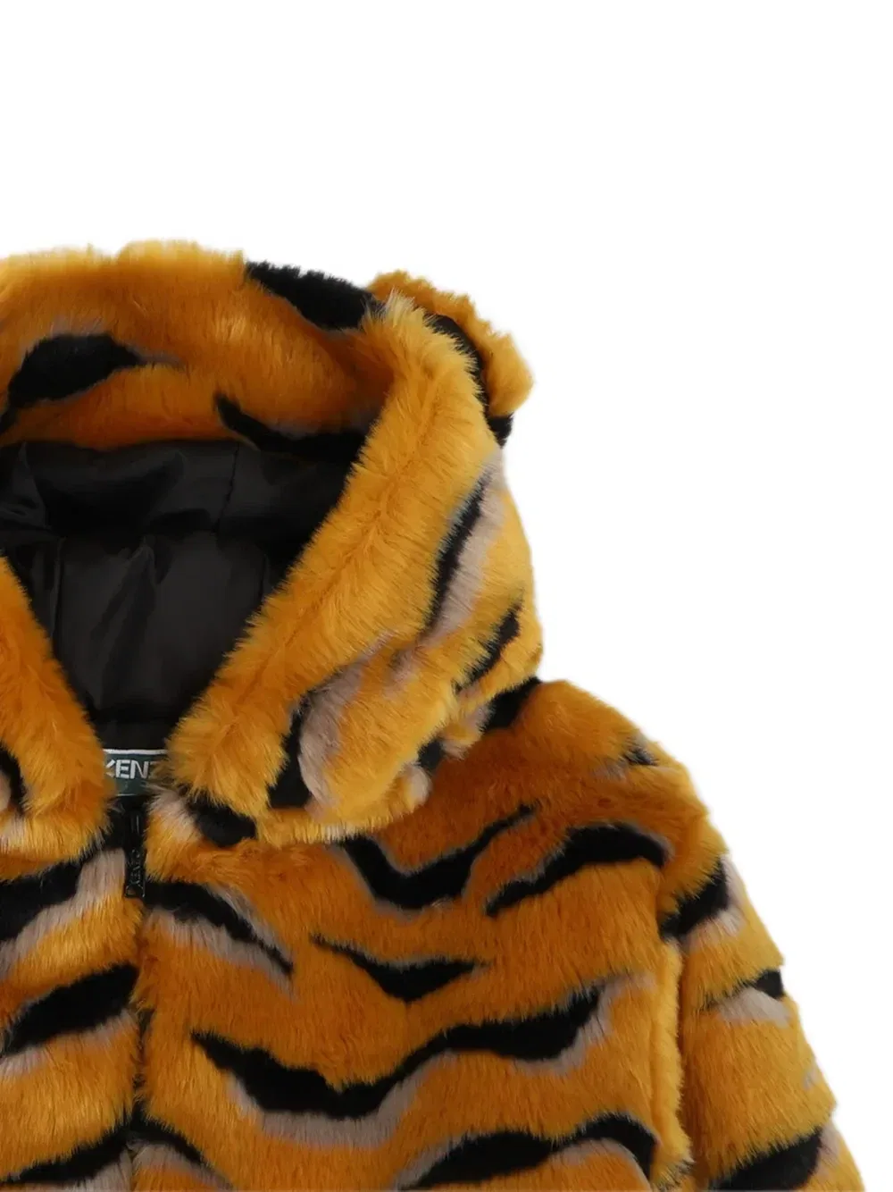 Худи из искусственного меха с тигровым принтом Kenzo Kids, оранжевый — фото 3