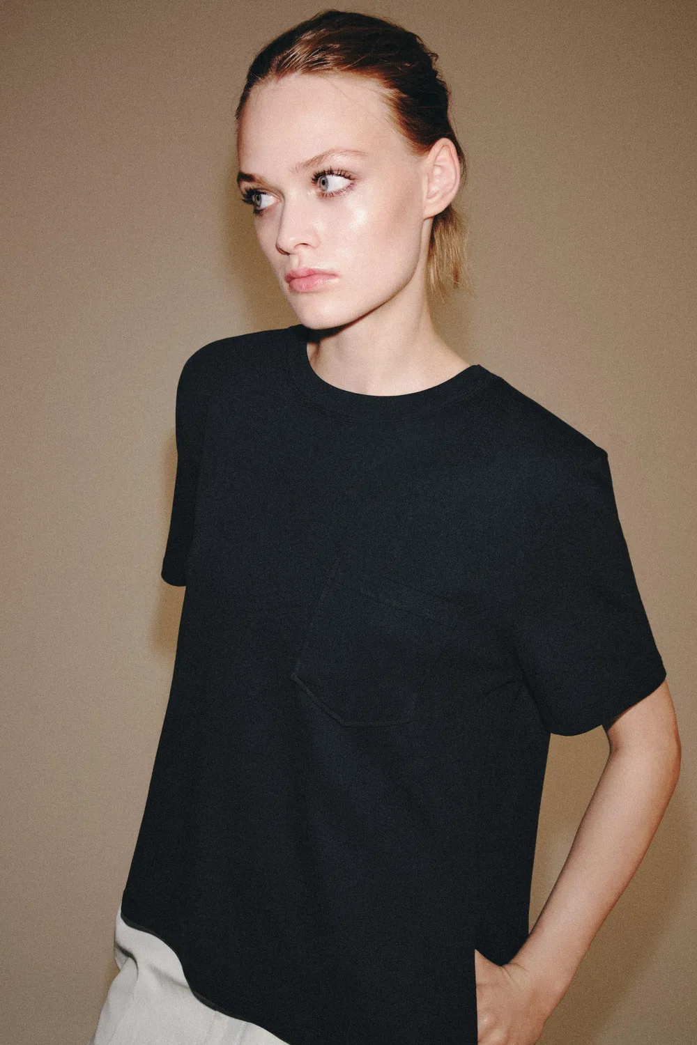 Футболка с карманом из ткани интерлок ZARA, Dark anthracite