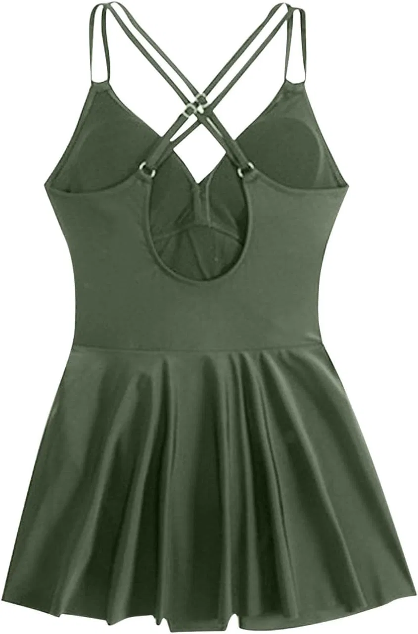 Женский слитный купальник с запахом V-образным вырезом, Army Green — фото 4