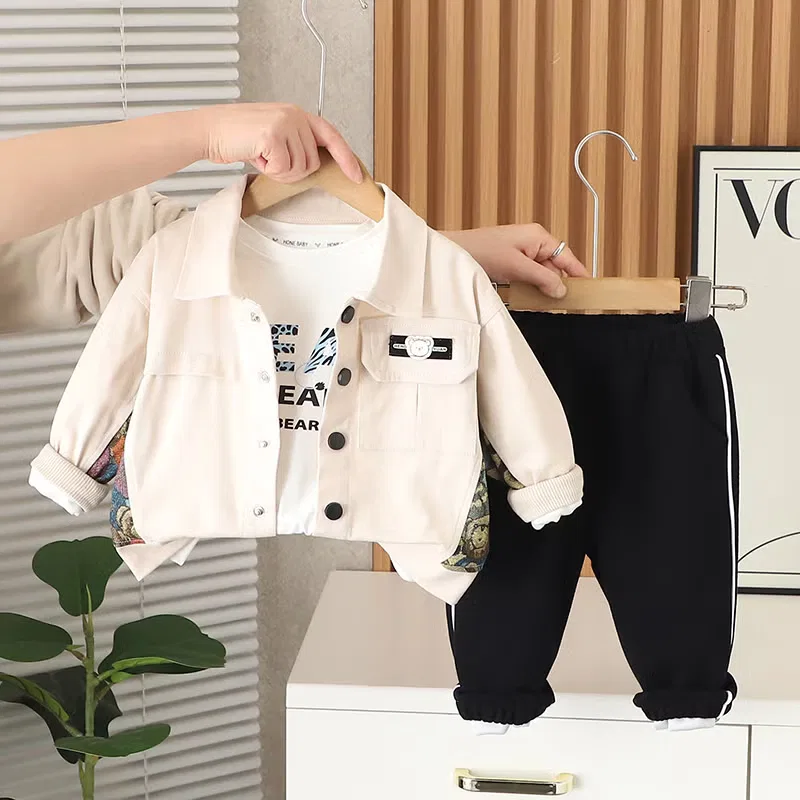 Комплект штанов для мальчиков с длинным рукавом и принтом Chicpoint, белый