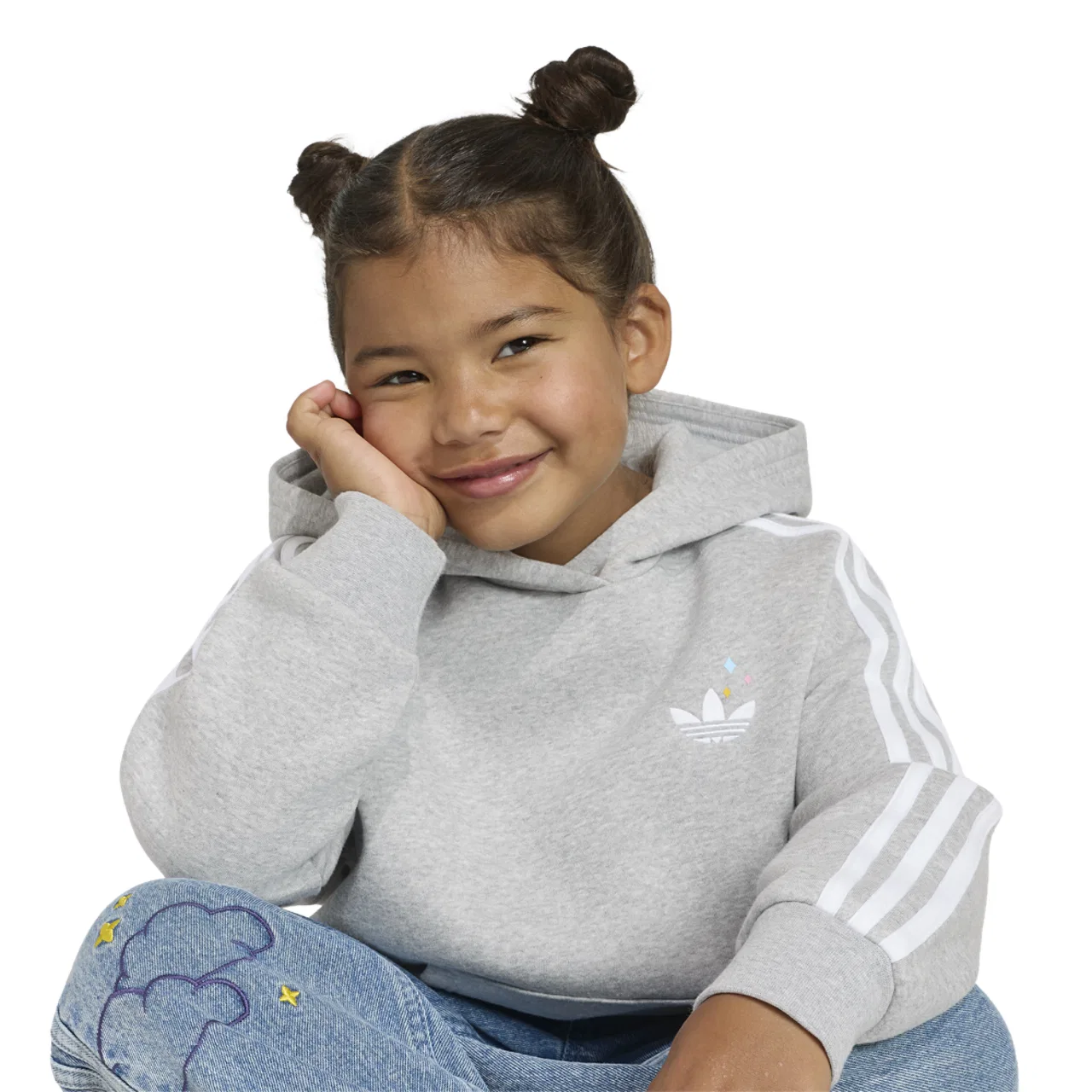 Детское худи оверсайз Care Bears Adidas Originals, цвет Medium Grey Heather — фото 4