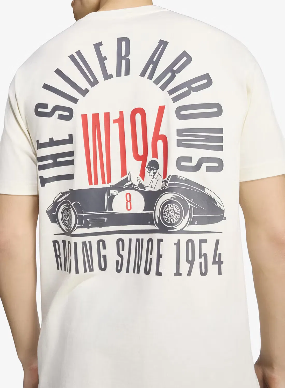 Футболка с принтом Mercedes Silver Arrows 1955 Adidas, белый — фото 4