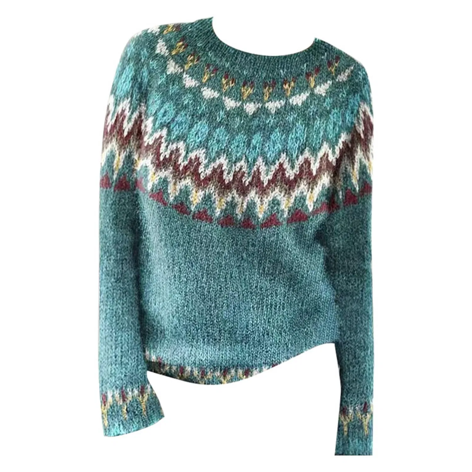 Женский свитер с принтом Fairisle Christmas Sweaters, Blue — фото 4