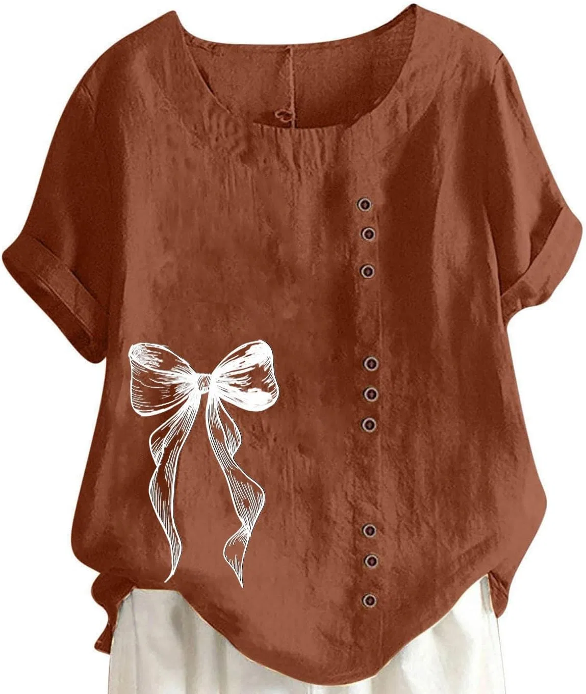 Женская футболка с бантом Linen, Coffee