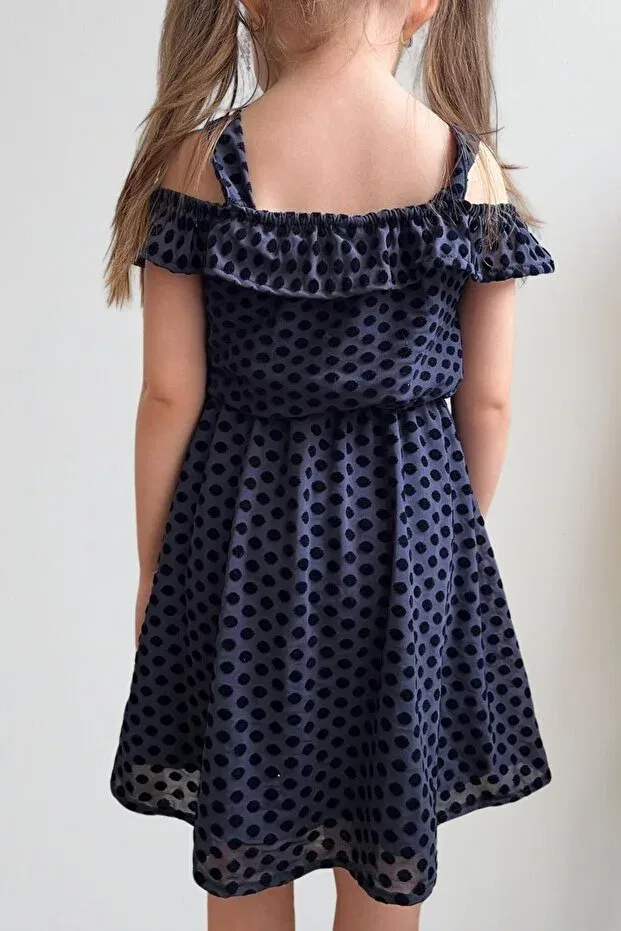 Детское платье для девочек хлопковое с принтом Kübra Tekstil, Navy Blue — фото 3
