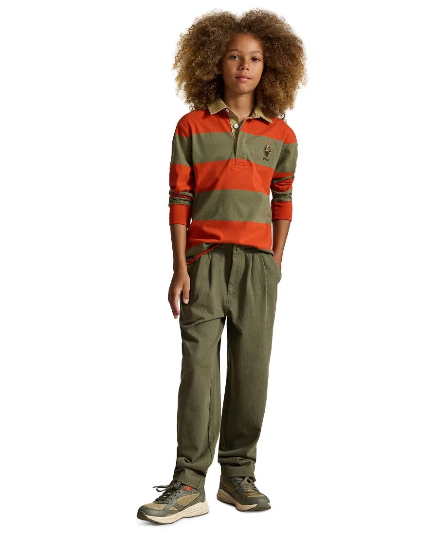 Рубашка-поло с длинным рукавом с вышивкой Polo Bear Polo Ralph Lauren, Varsity Orange Multi