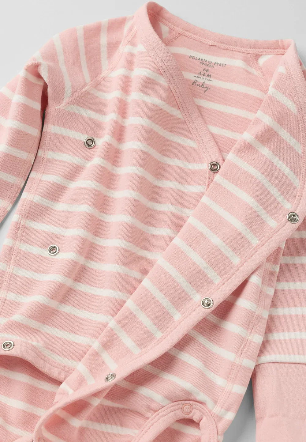 Полосатый классический боди-накидка унисекс - боди Polarn O. Pyret, Silver Pink — фото 4