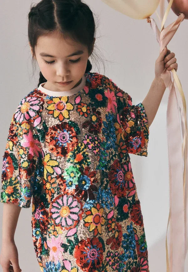 Платье с флоральным принтом Day dress Next, multi pink, розовый — фото 2