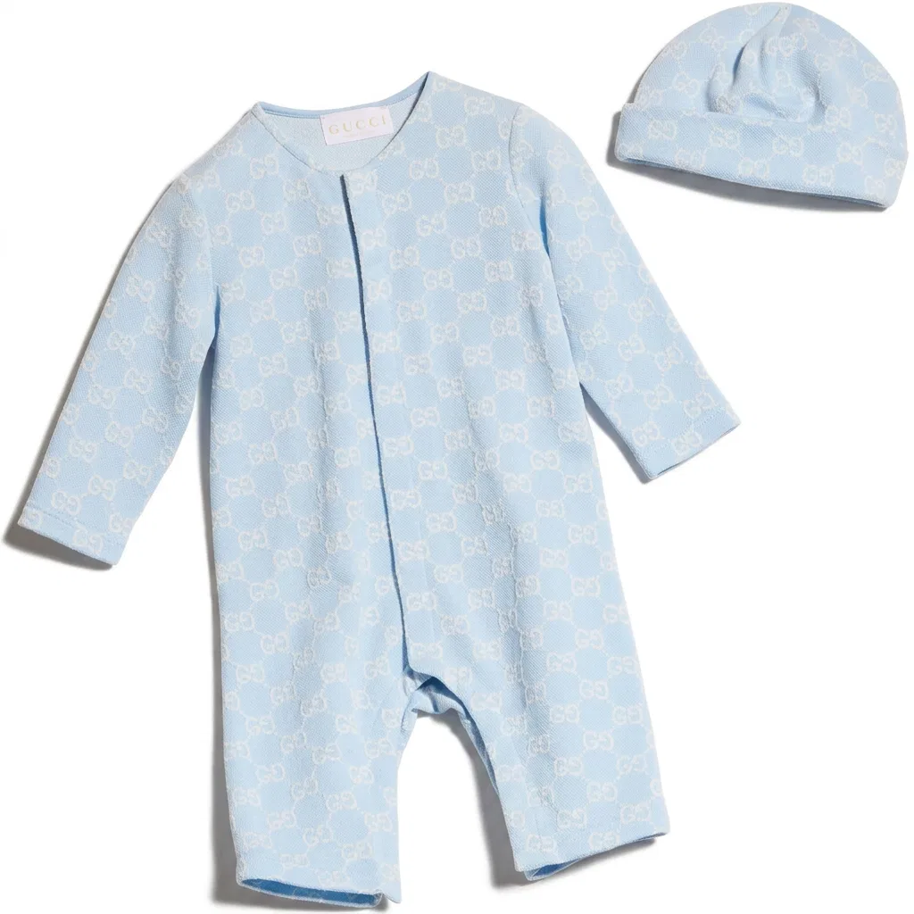 Детский комбинезон для ползания с коротким рукавом Sky Blue GUCCI