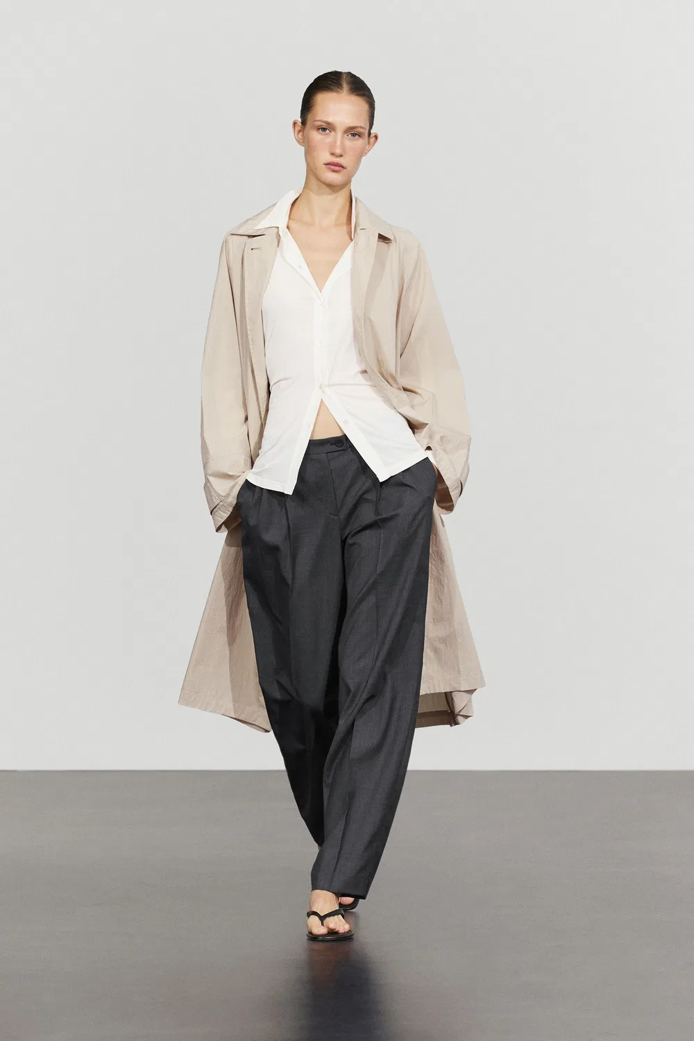 Брюки Massimo Dutti, шерстяные плиссированные, темно-серый — фото 2