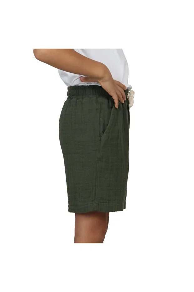 Детские шорты для мальчиков хлопковые Muslin Livin Free, Khaki — фото 2