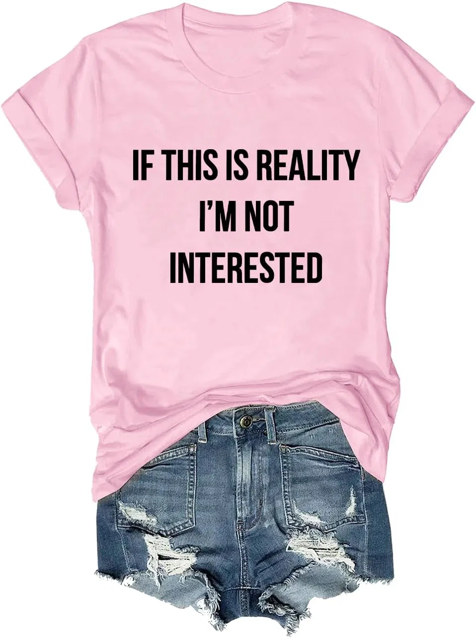 Футболка оверсайз с принтом If This is Reality I'm Not Interested, Pink