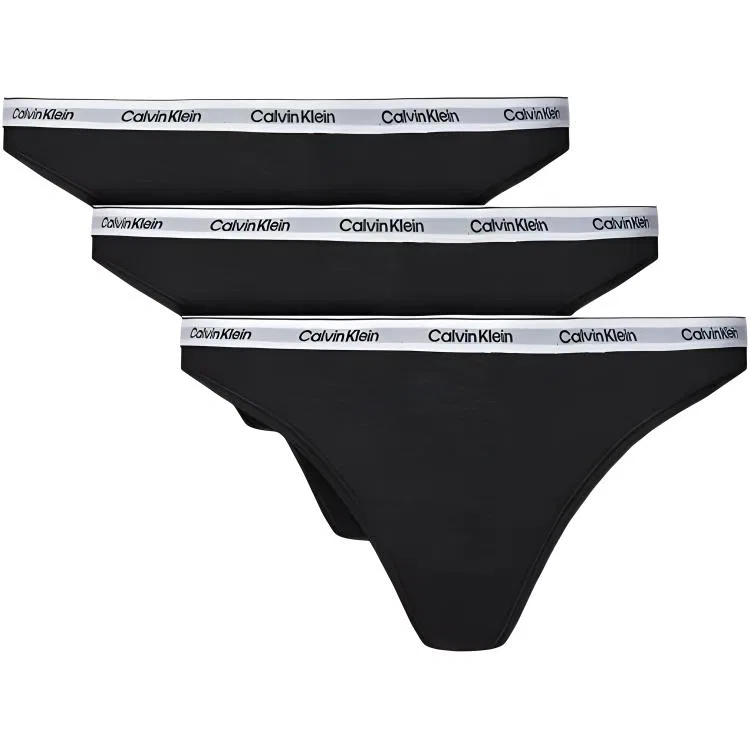 Женские трусы-слипы 3 шт с принтом Calvin Klein, 3 Pack (Black+Black+Black)