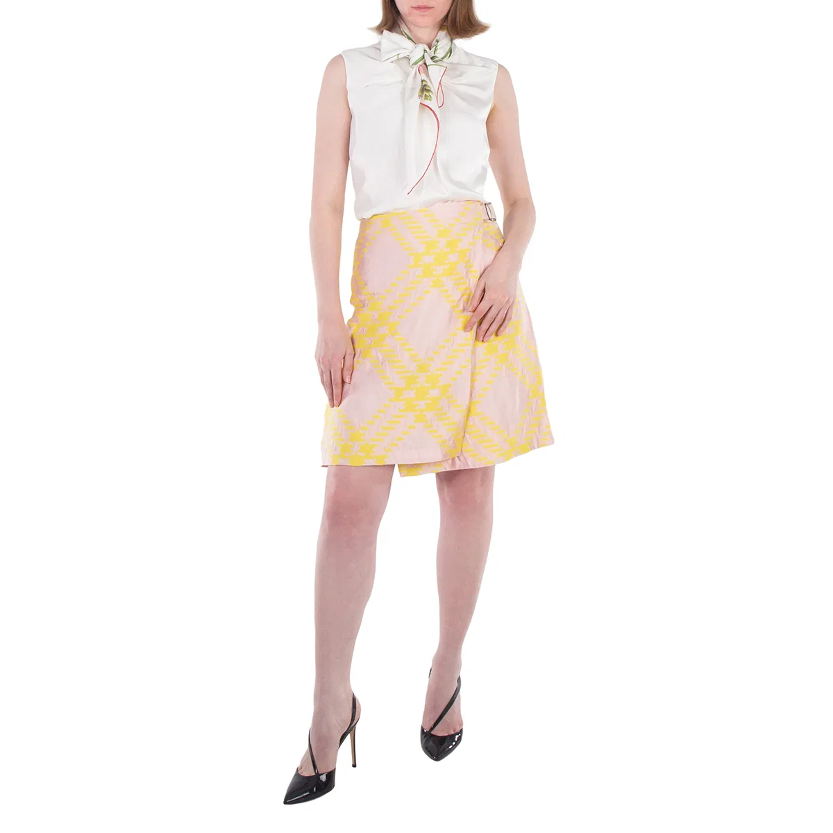 Юбка-обёртка с плиссировкой Pleat Detailing Wrap Skirt Burberry, Sherbet Ip Check — фото 4