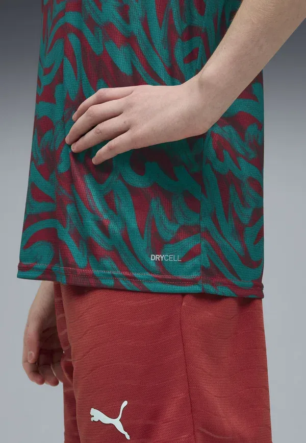 Футбольная джерси с влагоотведением Portugal warmup jersey youth, Puma, Club Red-green Lagoon, зеленый — фото 4