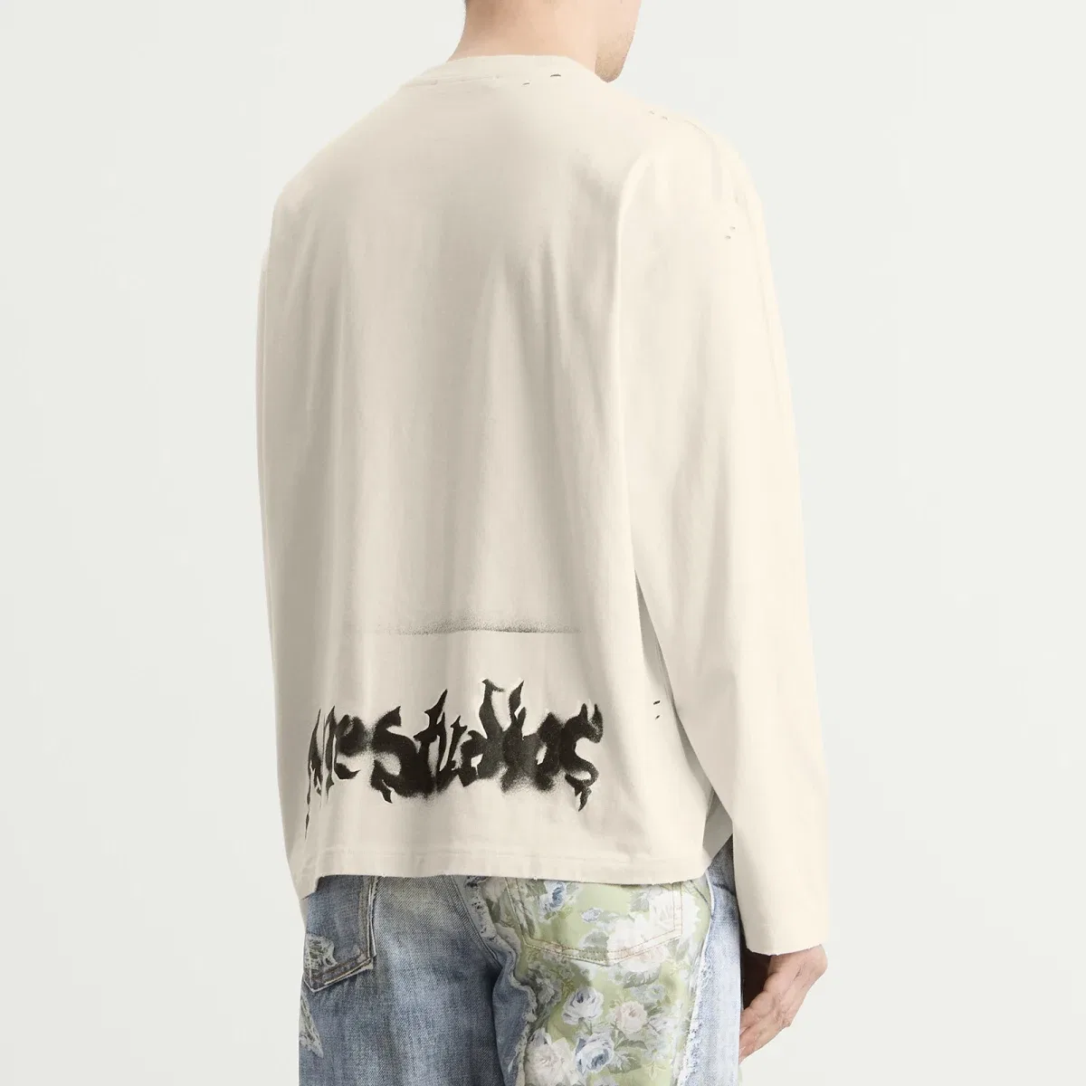 Футболка с длинным рукавом Exford Long Sleeve Goth Logo Acne Studios, Dusty White — фото 3