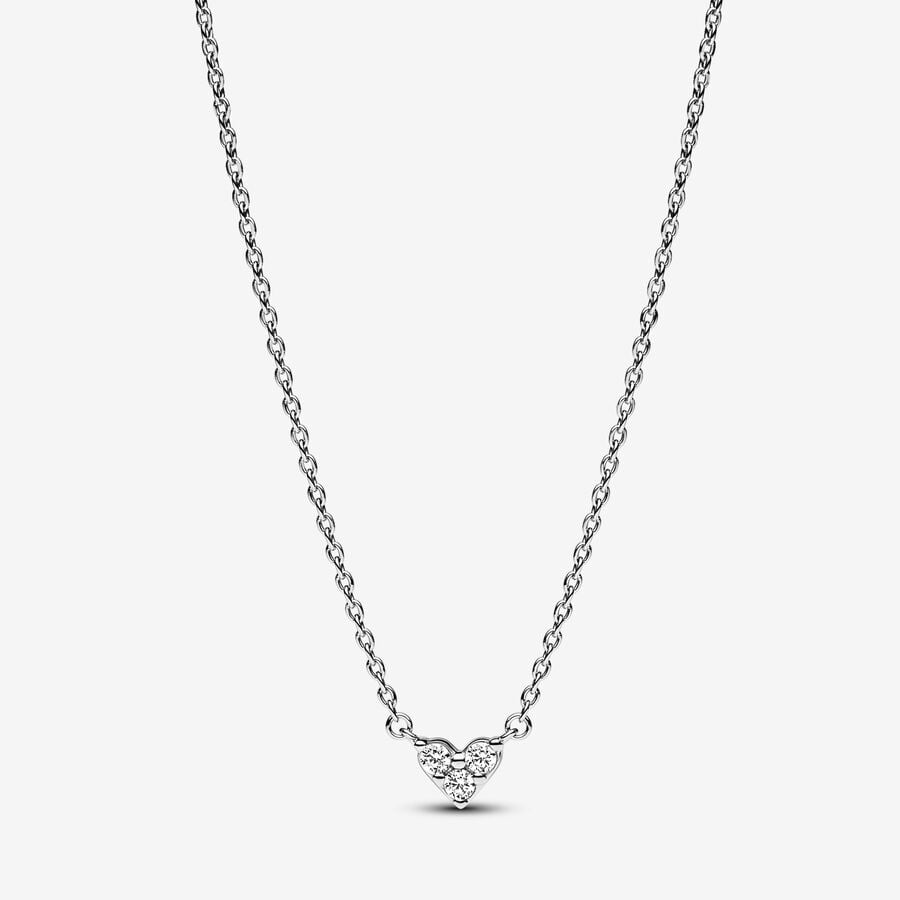

Колье Pandora Triple Stone Heart, серебро
